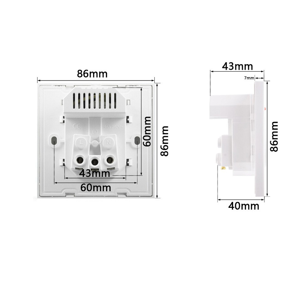 220V EU Glass Panel Wall Socket Touch Switch Wall LED Light Switch 1/2/3 Gang