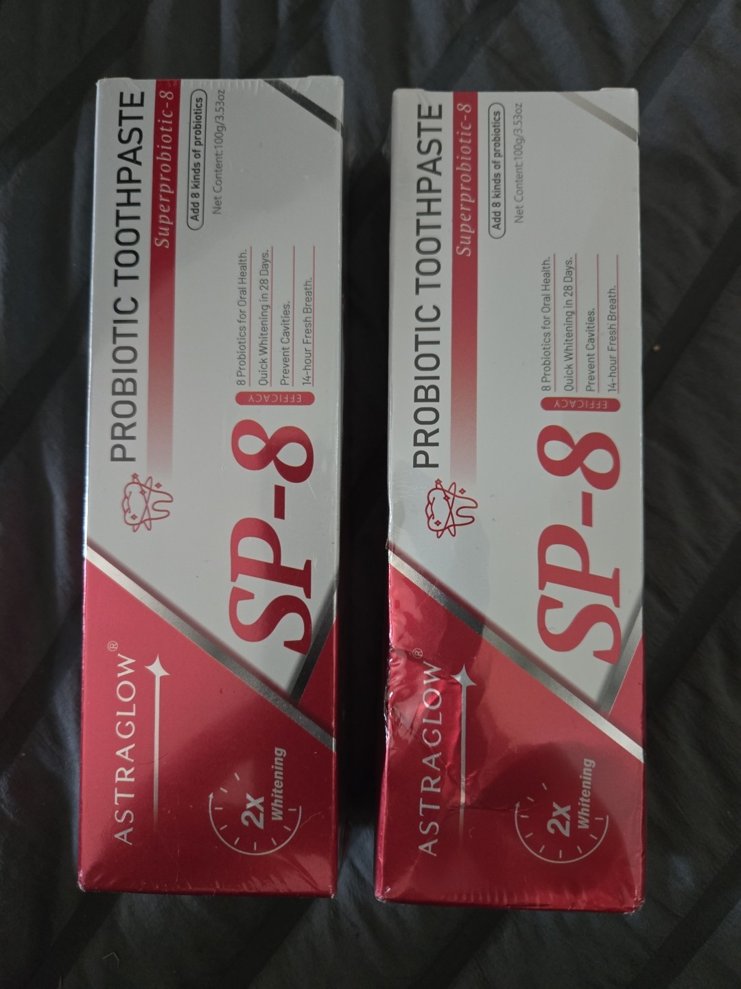 2 New Pack Dental Sp-8 Ultra Whitening Probiotic Toothpaste Astraglow 3.5 oz