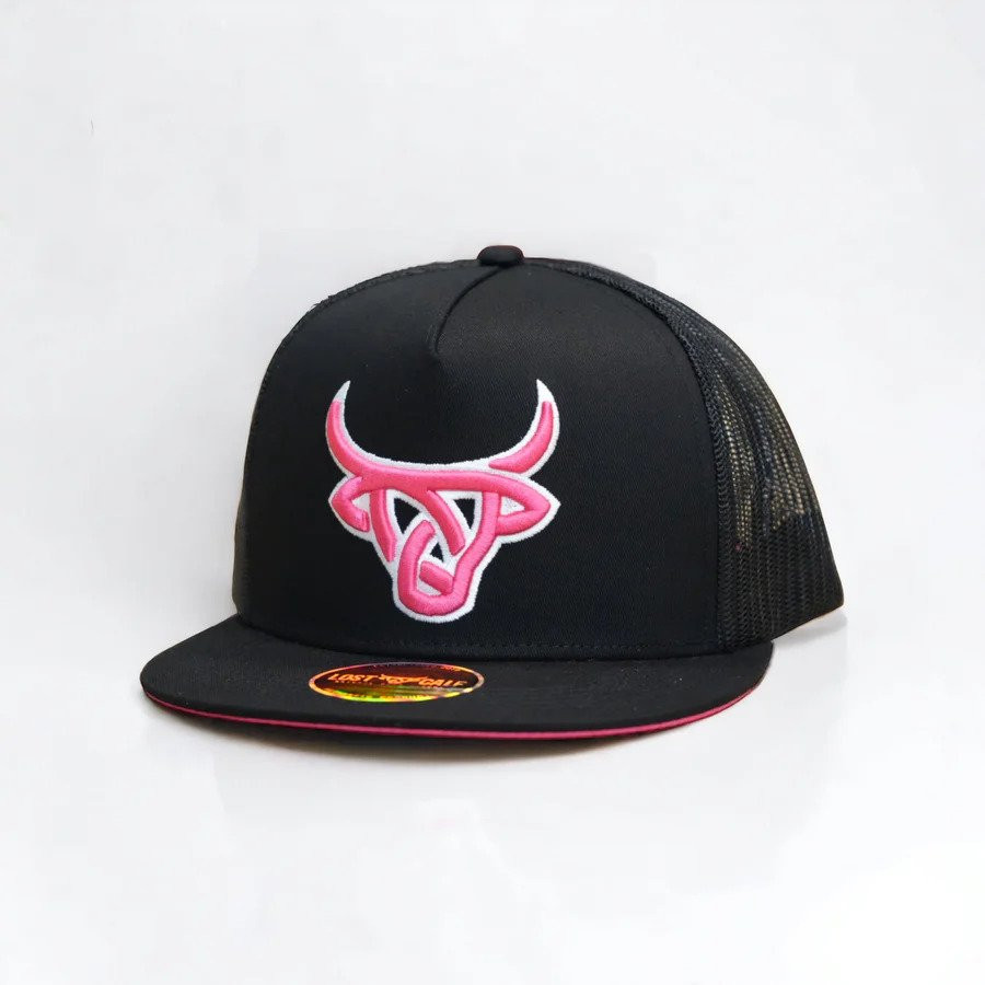 Lost Calf 3D Logo Pink With Black - Hats Cap - Black Rosy Flat