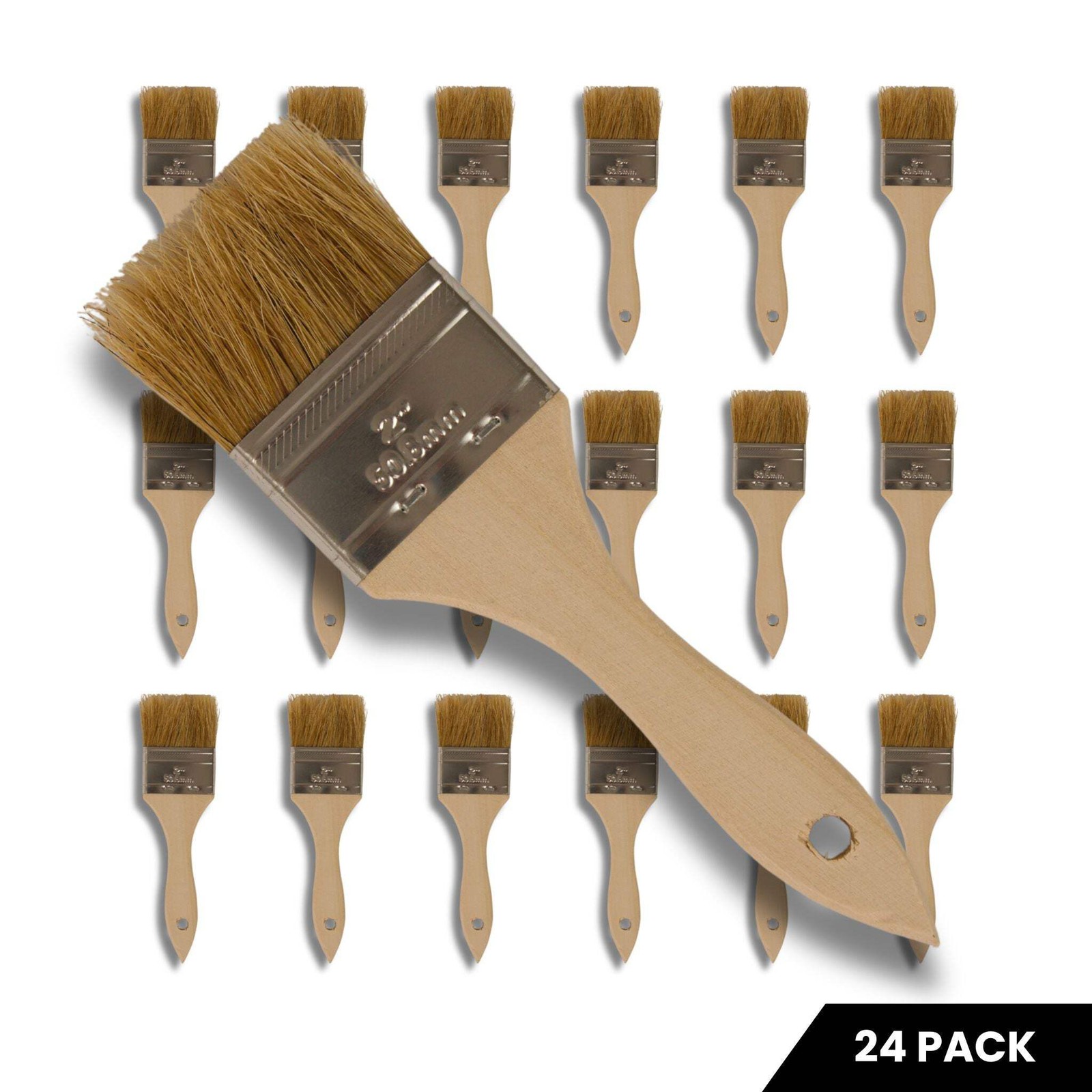 24 Pack 2" Chip Brushes Natural Bristle Disposable Paint Brush Set Epoxy Resin