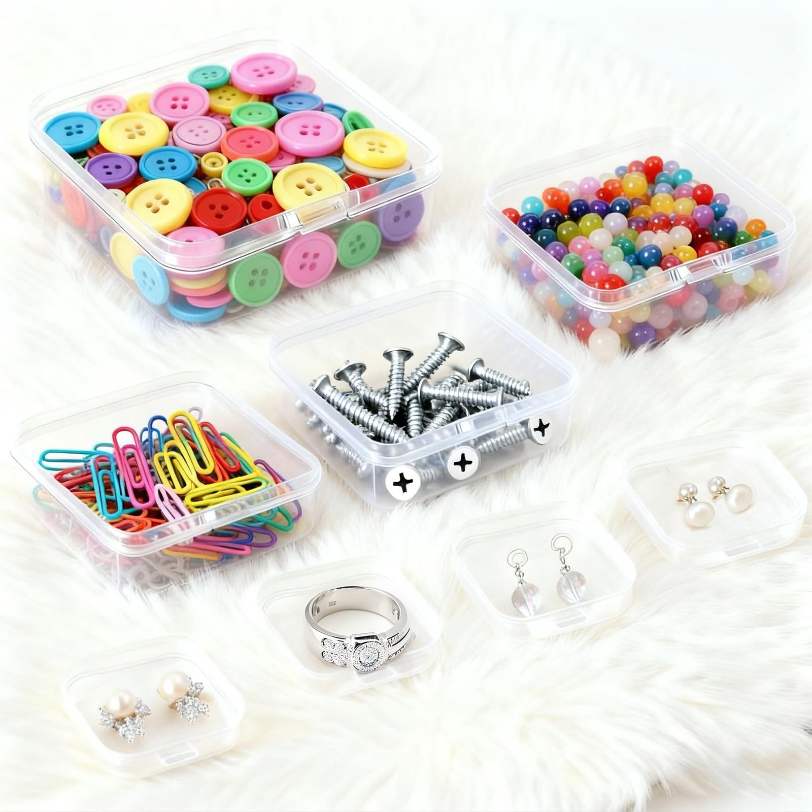 Aitoper 14 PCS Clear Plastic Small Storage Containers with Lids, Mini