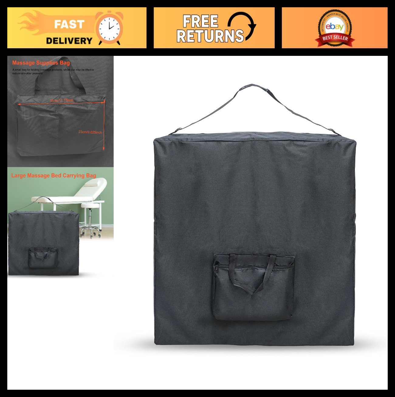 Portable Massage Table Carrying Bag - Foldable with Shoulder Strap, Extra Large