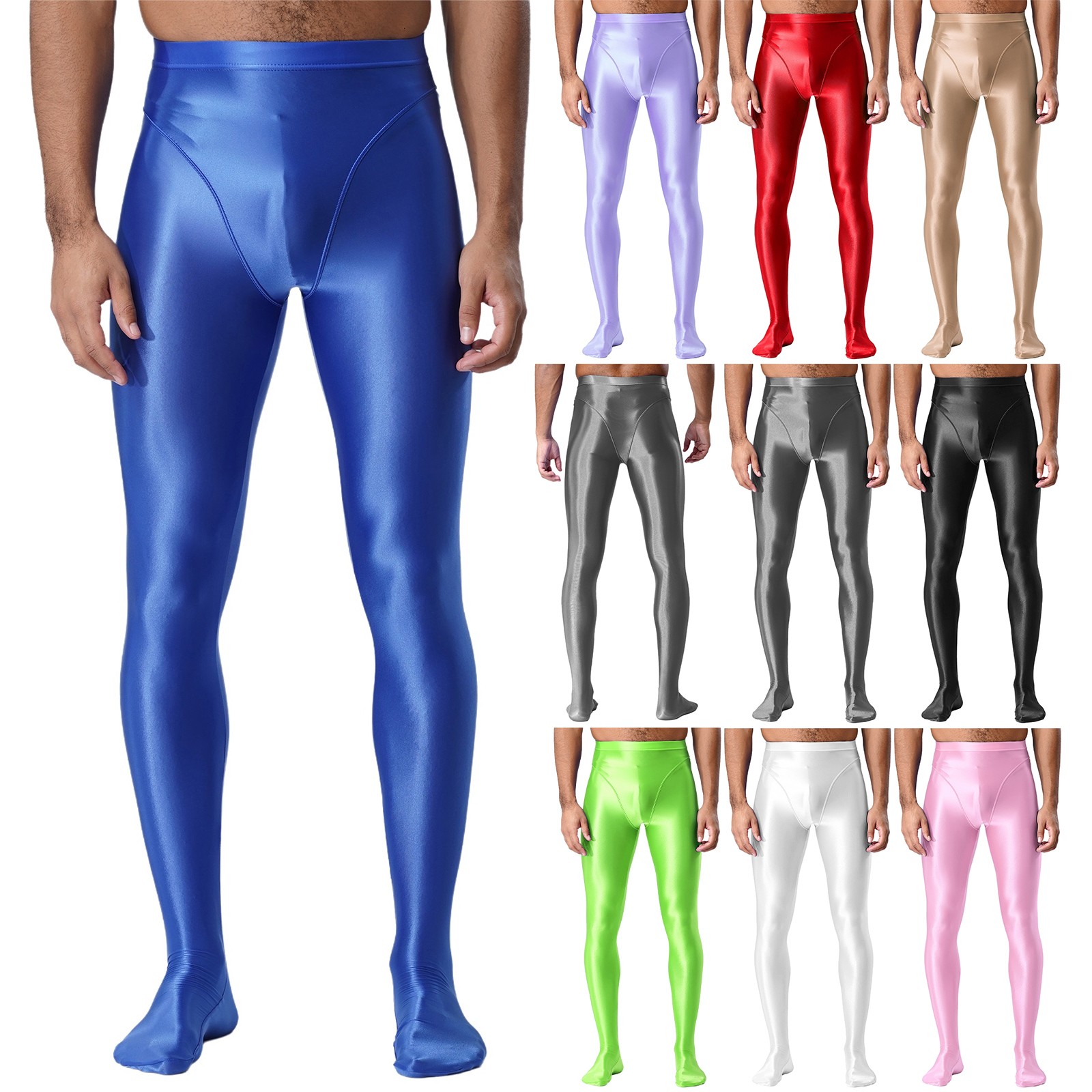 Men Glossy Pants Silky Tights Underwear Oil Shine Socks Nylon Tights Stockings