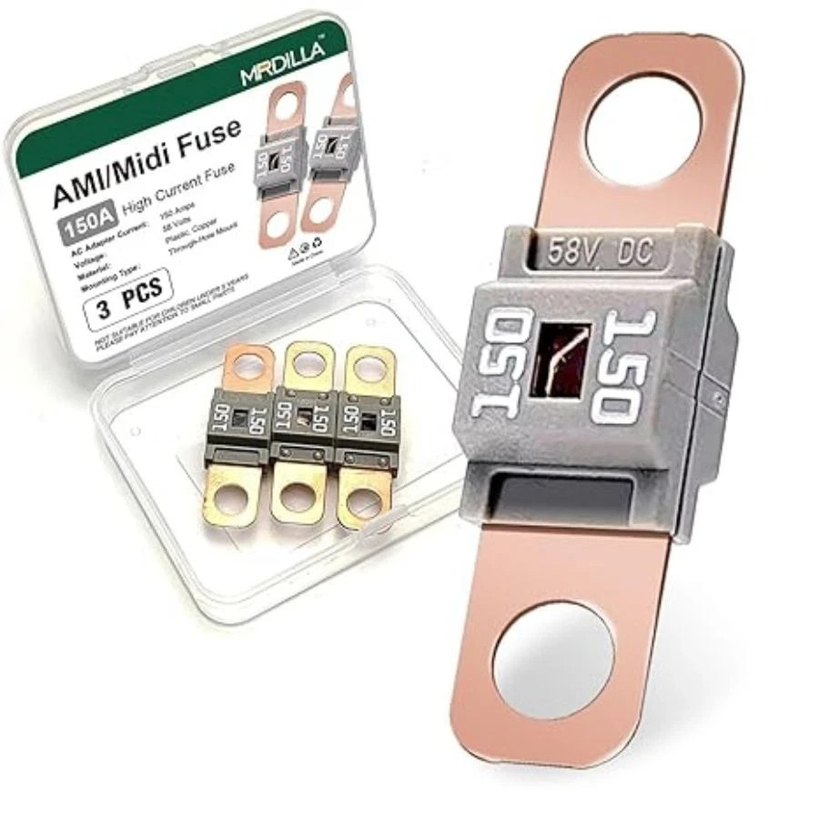 Midi Car Fuses 150 Amp High Current Fuse, Bolt-on Fuse for Cars, Buses, RVs, Tru
