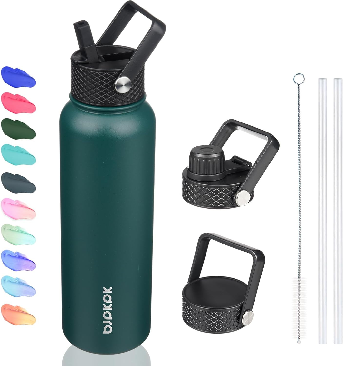 BJPKPK Insulated Water Bottles with Straw Lid, 40Oz Stainless Steel Water Bottle