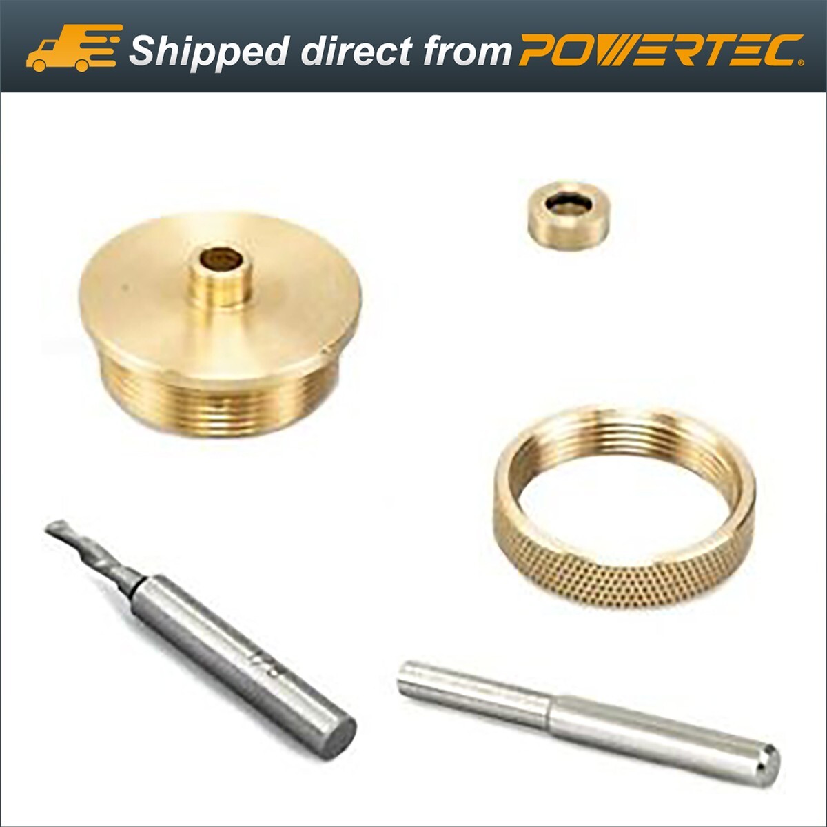 POWERTEC 71333 Router Bits Solid Brass Inlay Kit For 1/4 Templates for High RPM