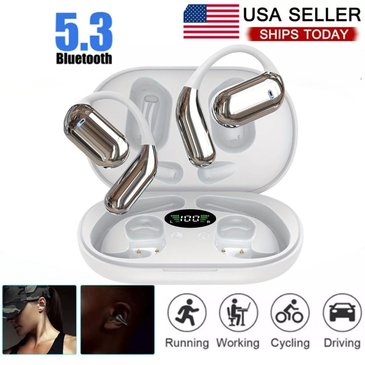 HD Bass Wireless Earbuds On Ear Bluetooth Headphones Sport Headset with cabin