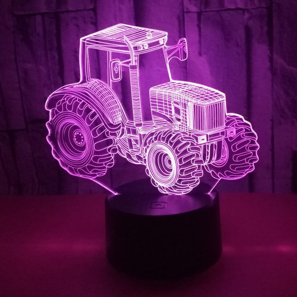 1Pc 7-Color Changing 3D LED Car Night Light W/ Remote Control For Home Decor-