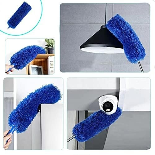 Professional Cleaning Microfiber Duster Set - Telescopic, Washable, 5 Color Blue