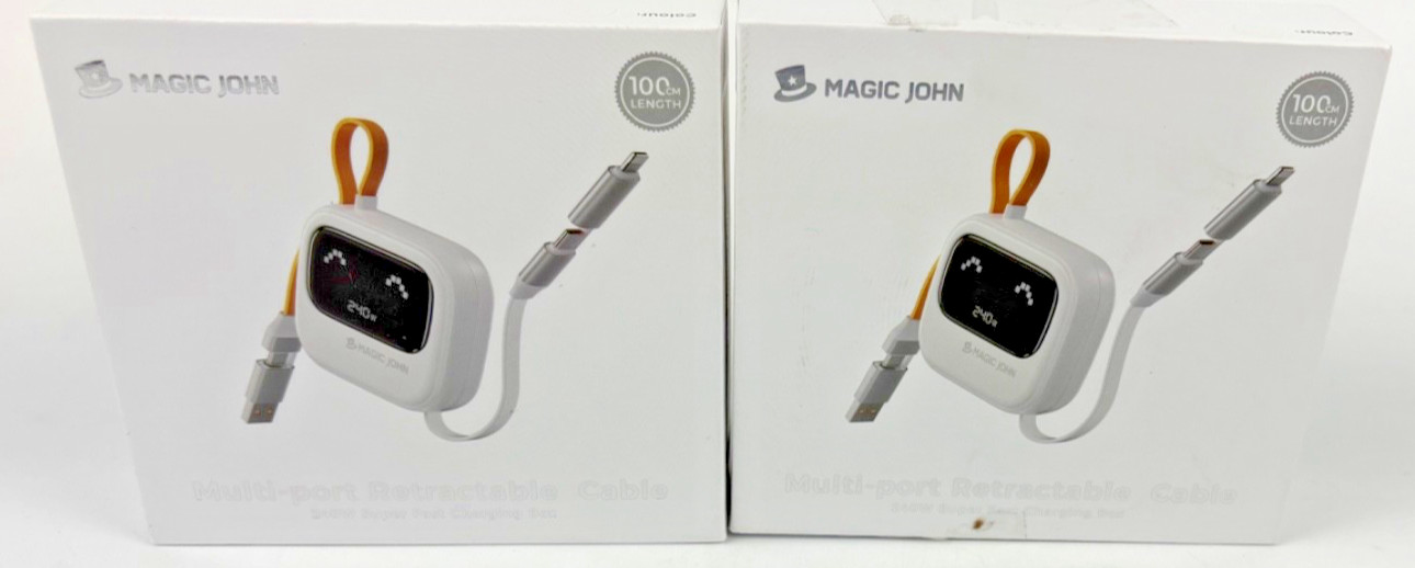 MAGIC JOHN 240W Multi USB C Cable, 4-in-1 Super-Fast( 4FT)-White-2 Pack