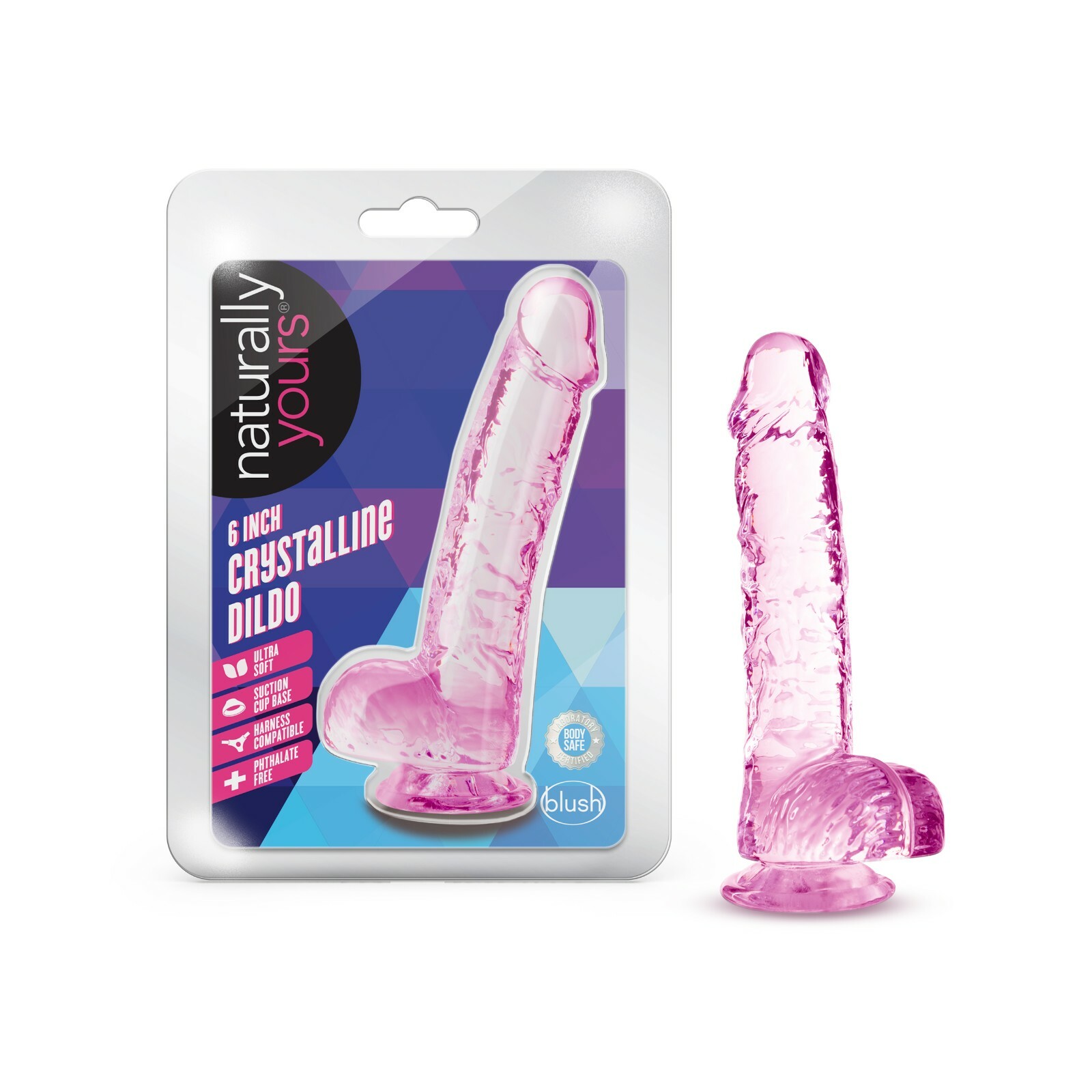 Blush 6 Inch  Crystalline Realistic Hand Sculpted  Dildo Suction Cup  Sex Toy