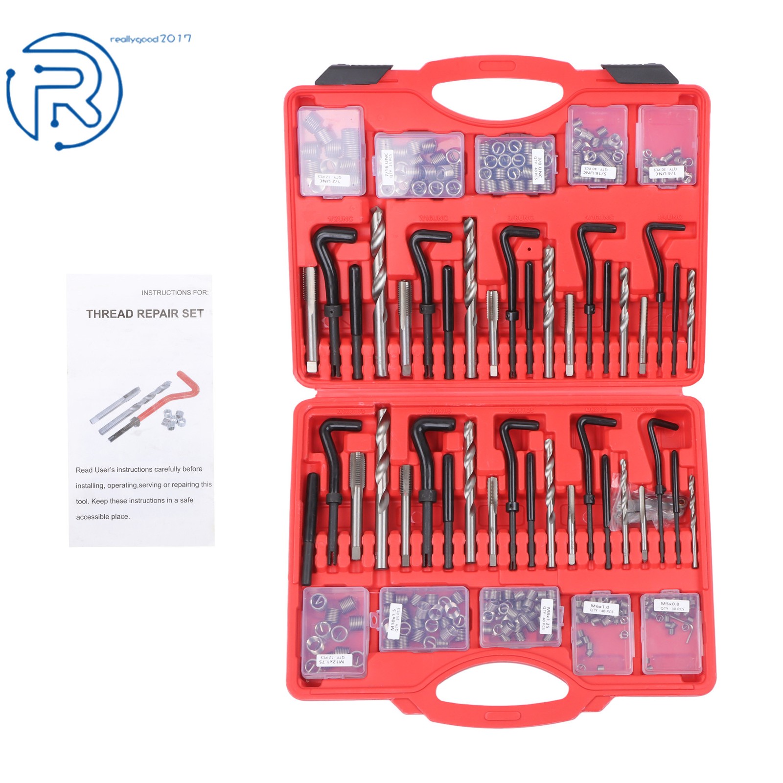 M5 M6 M8 M10 M12 Helicoil Thread Repair Set & Metric Rethreading Tool Kit 338Pcs