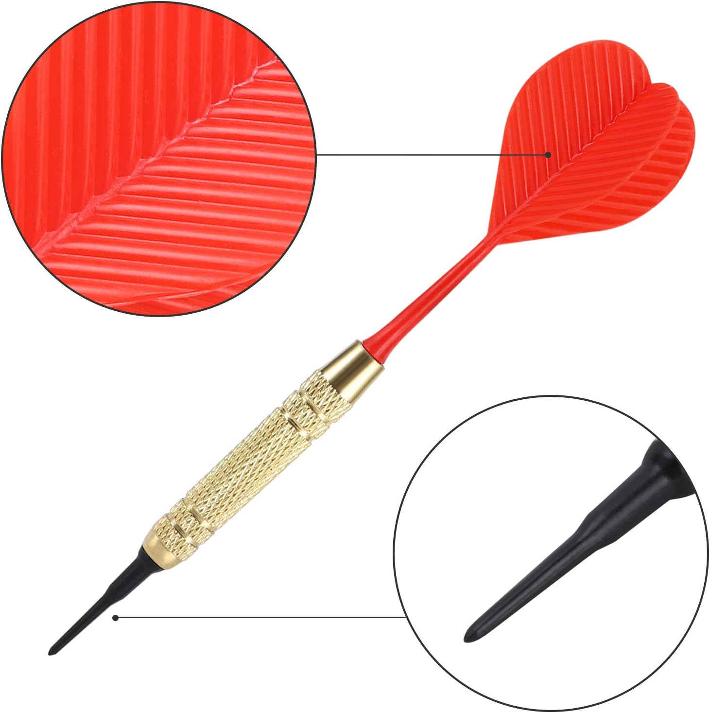 12 Pcs Soft Tip Darts, 18G Plastic Tip Darts Set, Attach Extra 100 Black