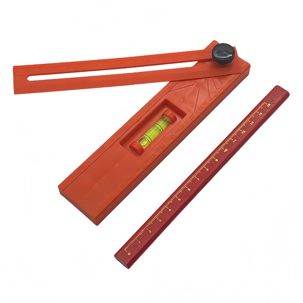 Foldable Multiangle Marking Gauge Ruler for Woodworker Use with Level Tool