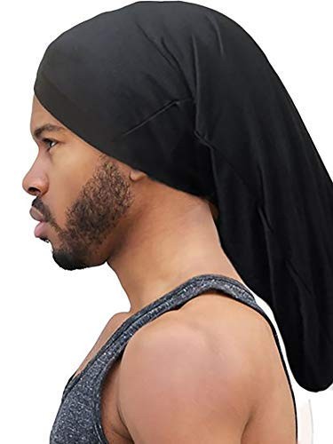 .J Super Long Unisex Spandex Cap for Dreadlocks (Black)