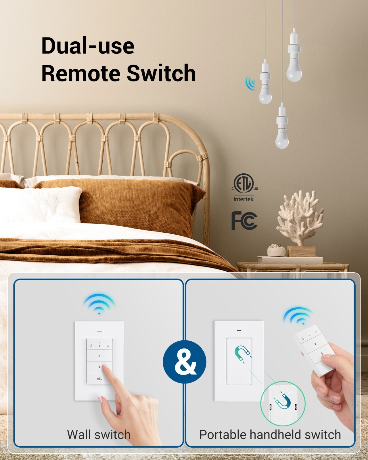 DEWENWILS Remote Control Light Socket, Wireless Light Switch 3 Socket 1 Controll