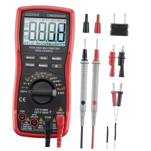 Digital Multimeter, True RMS 6000 Counts Auto-Ranging Volt Black - Multimeter