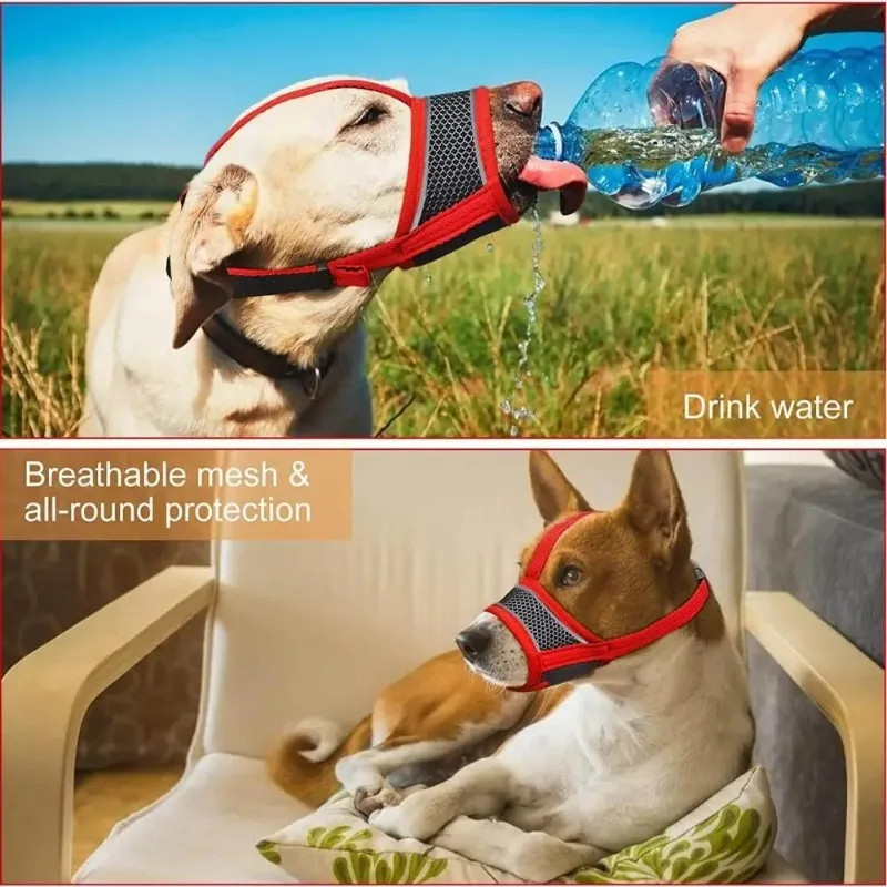 Breathable Adjustable Dog Muzzle - Soft Anti-bite Mask for Chewing Preventi.