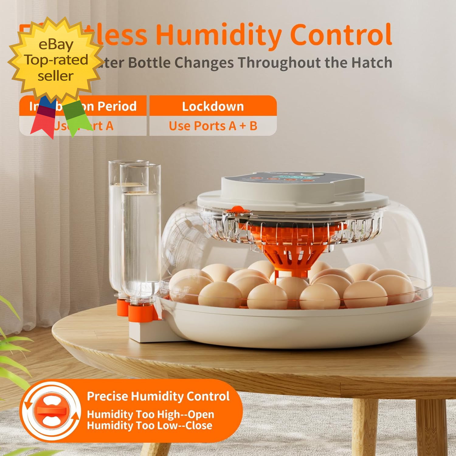 Egg Incubator 18 Capacity Automatic Turning Temperature HumidityControlHatchTool