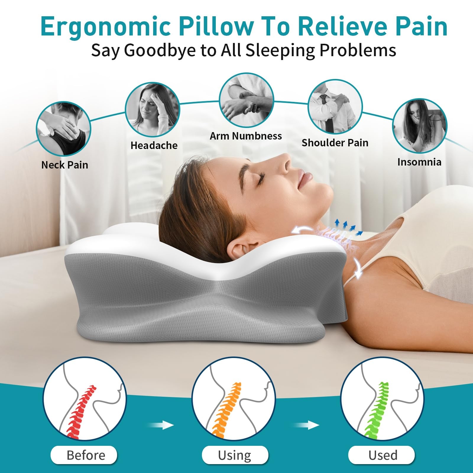 Besyodo Cervical Pillow For - Pillow For Sleeping Contour Memory