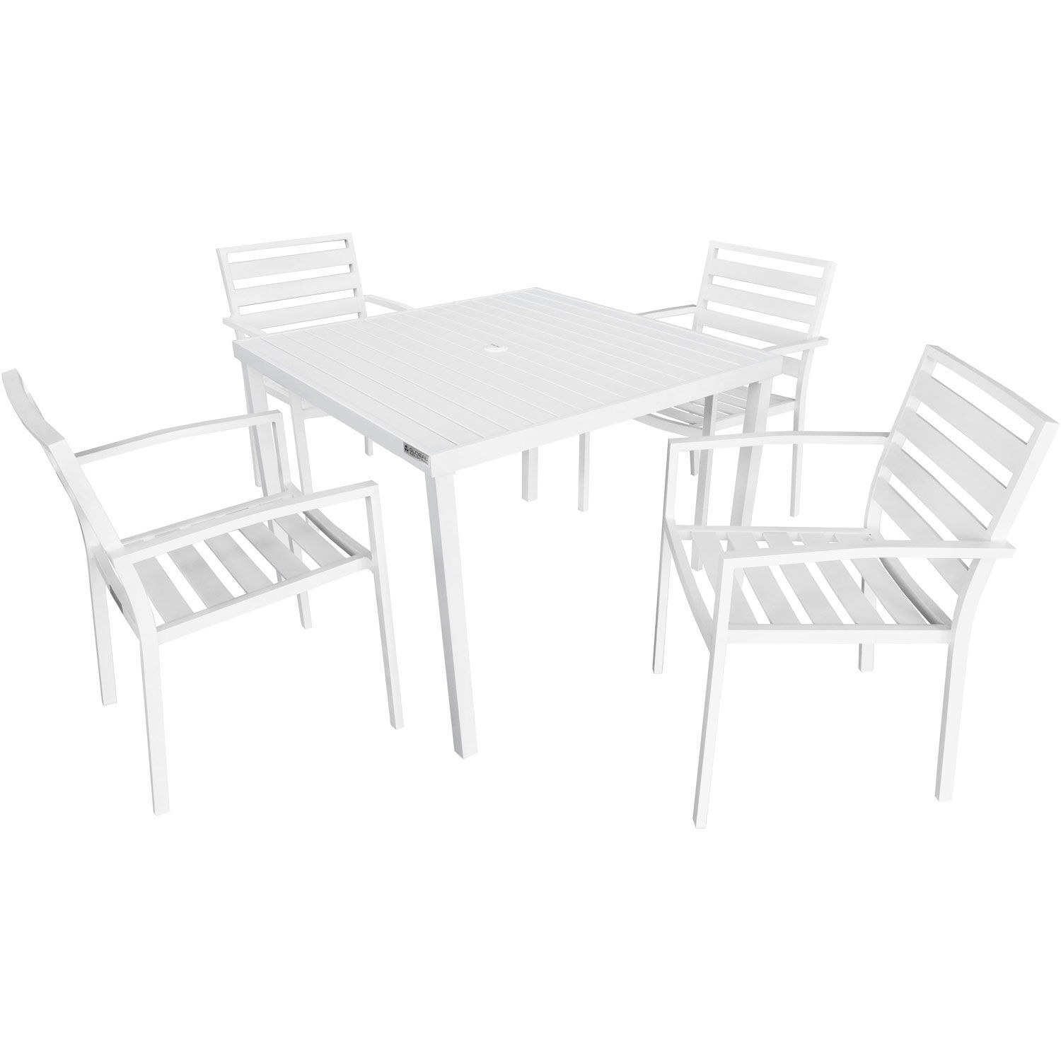 Global Industrial Aluminum Slatted Dining Armchair White 4 Pack