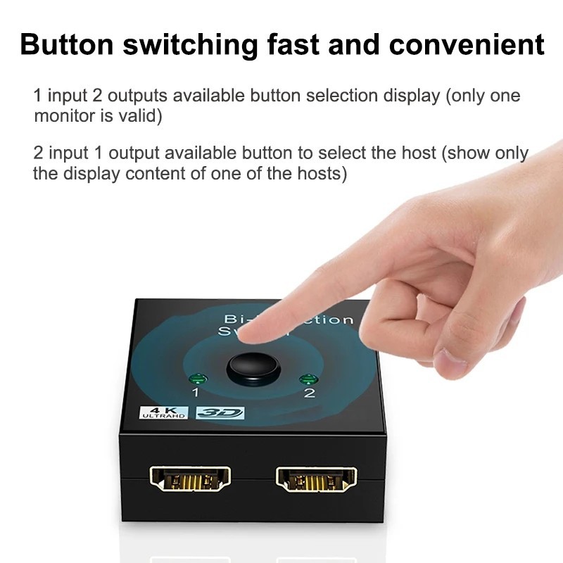 Bi-Direction HDMI Switch Switcher Splitter Cable 4K 2.0 HUB HDCP 2x1 1x2 In Out