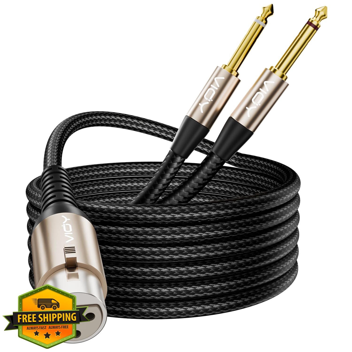 VIOY XLR to 2x 1/4" TS Male Cable, 10FT, Balanced