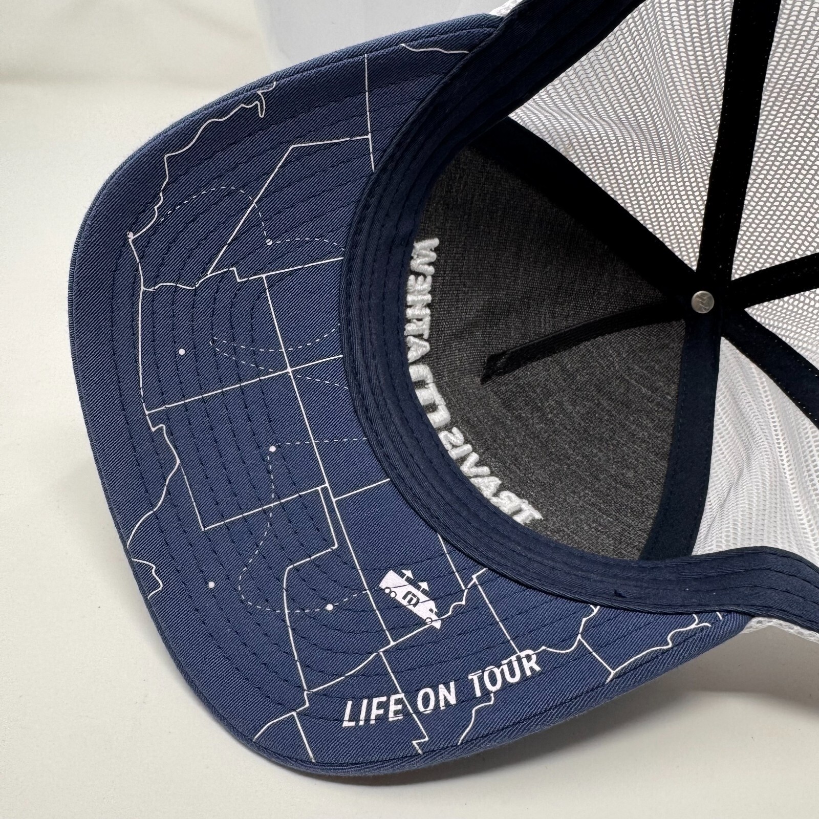 Travis Mathew Hat Mens One Size Blue White Flexfit Golf Snap Cap