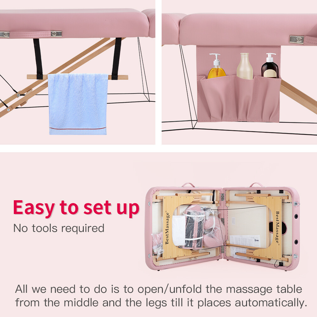 Portable Massage Table 2 Folding 73" Height Adjustable Half Bolsters Sheets