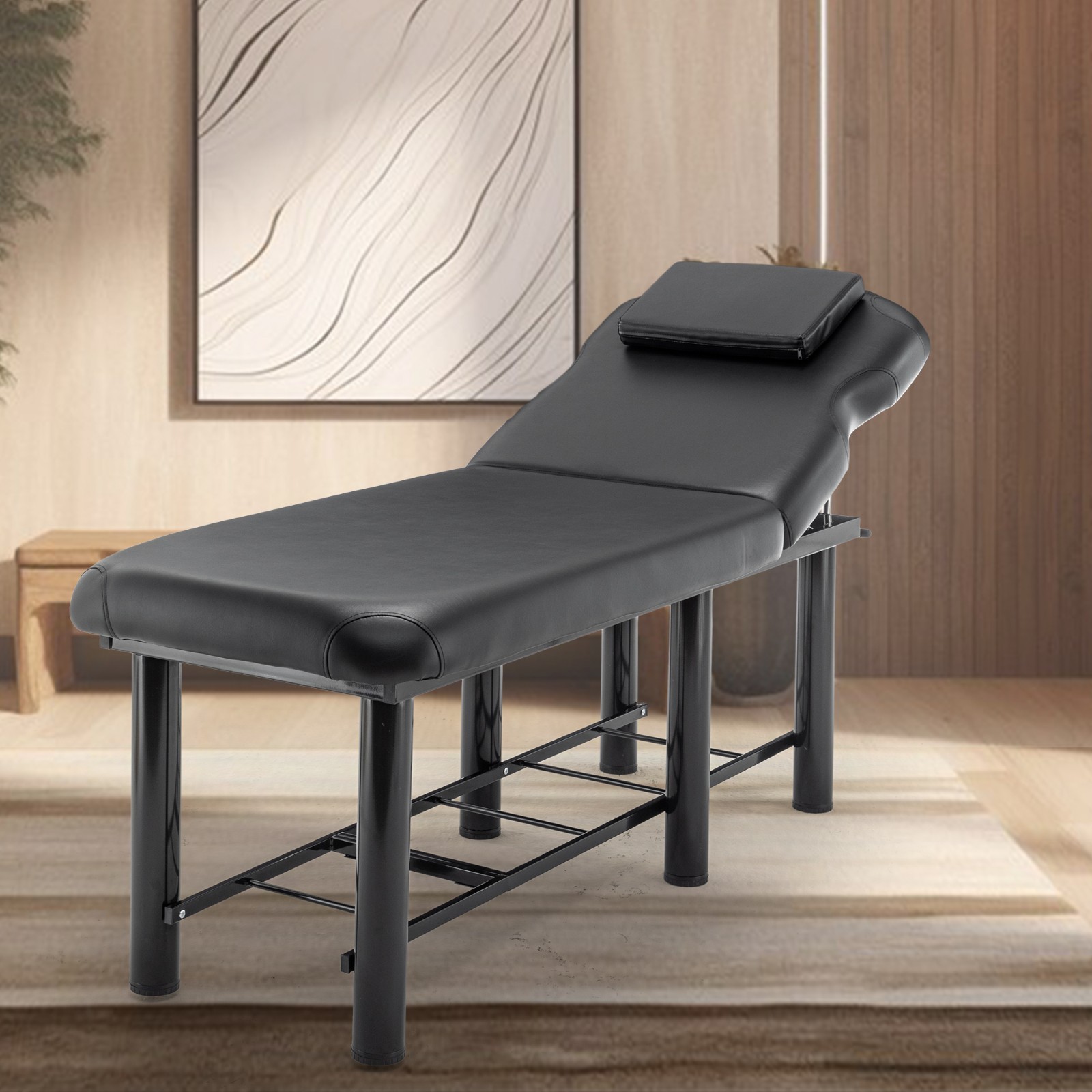Professional Massage Table with Memory Foam, Adjustable Backrest & Headrest