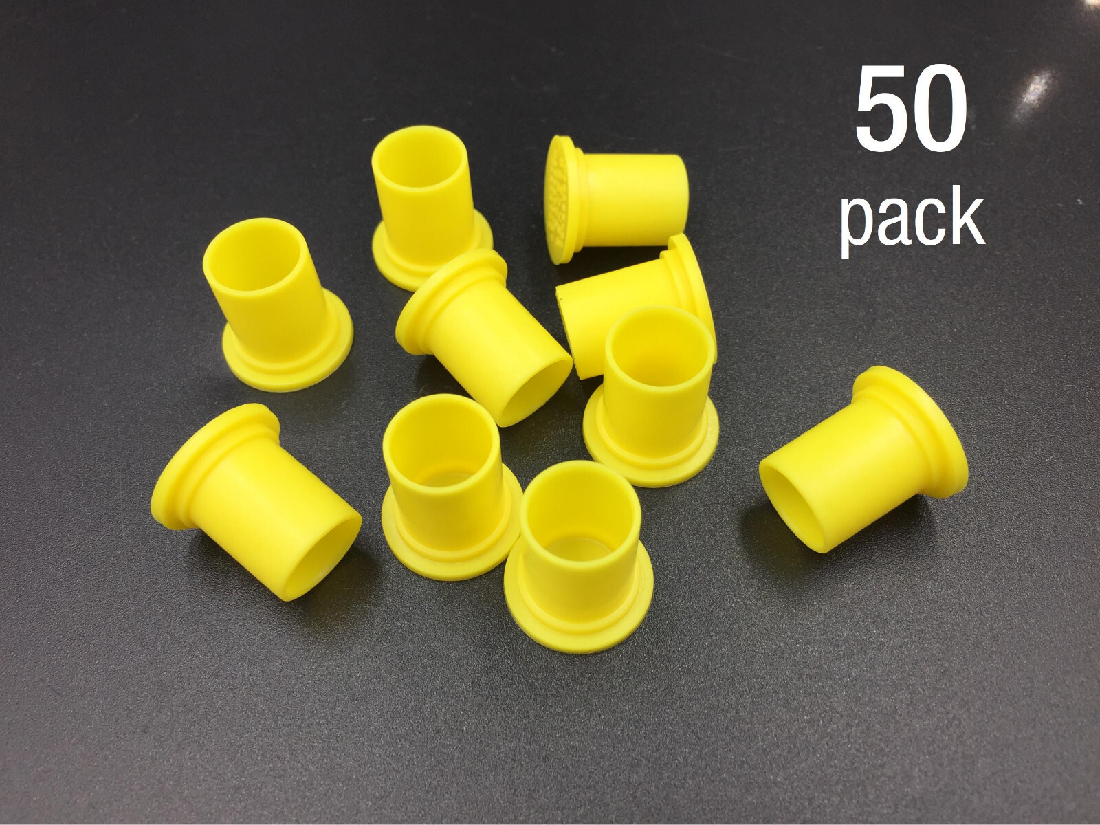 Lot of 50 BNC Female Dust Covers Caps Plugs Caplugs Yellow LDPE Brand New