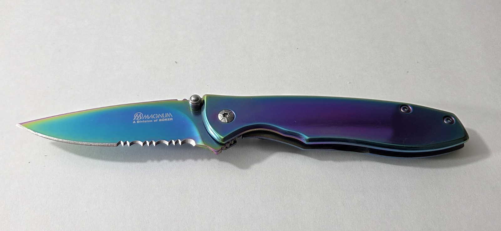 BOKER MAGNUM Blaze Pocket Rainbow Folding Knife Blade 440A Steel Handle