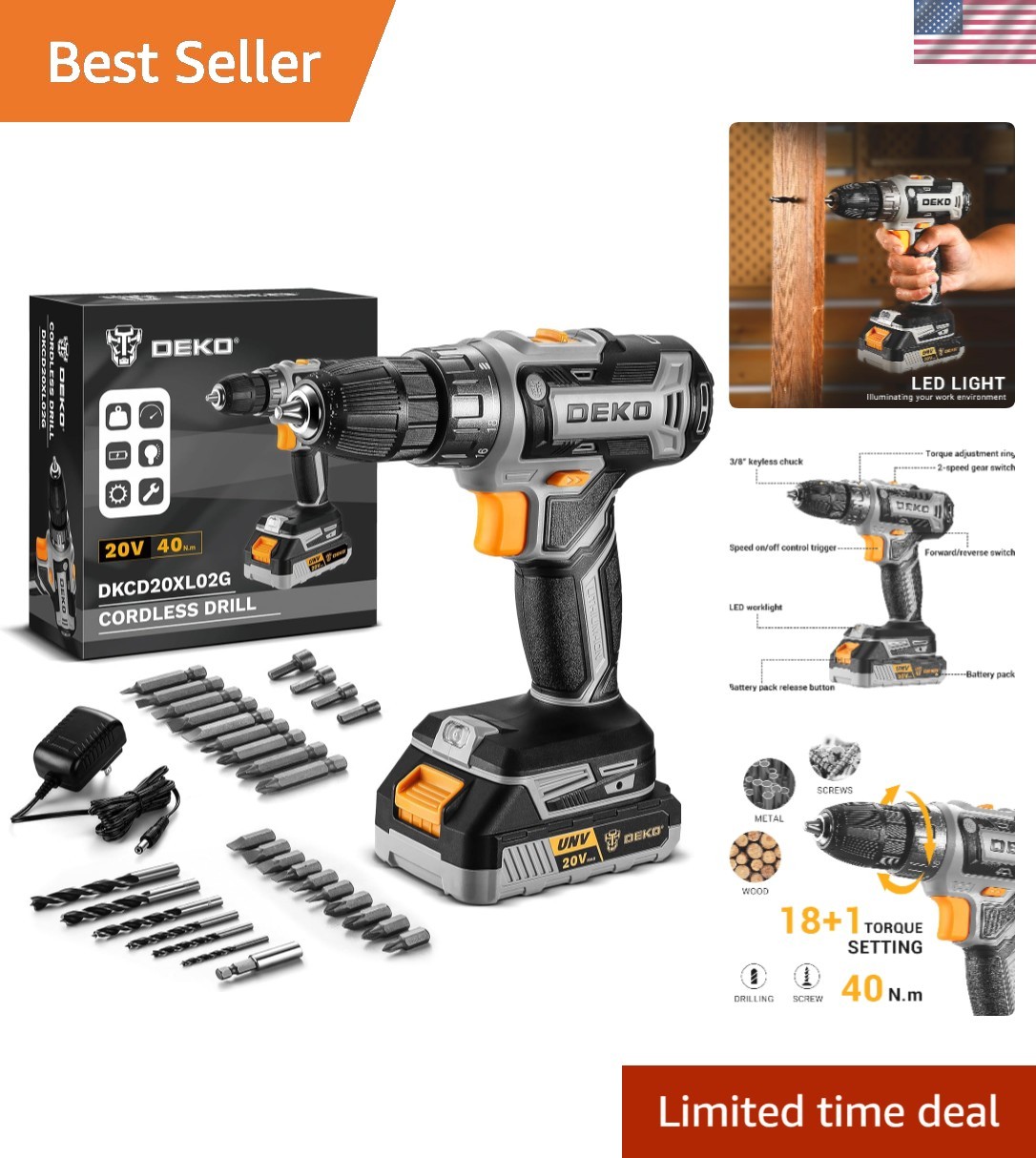 20V Cordless Power Drill Set with Battery & Charger – Perfect for DIY Projects