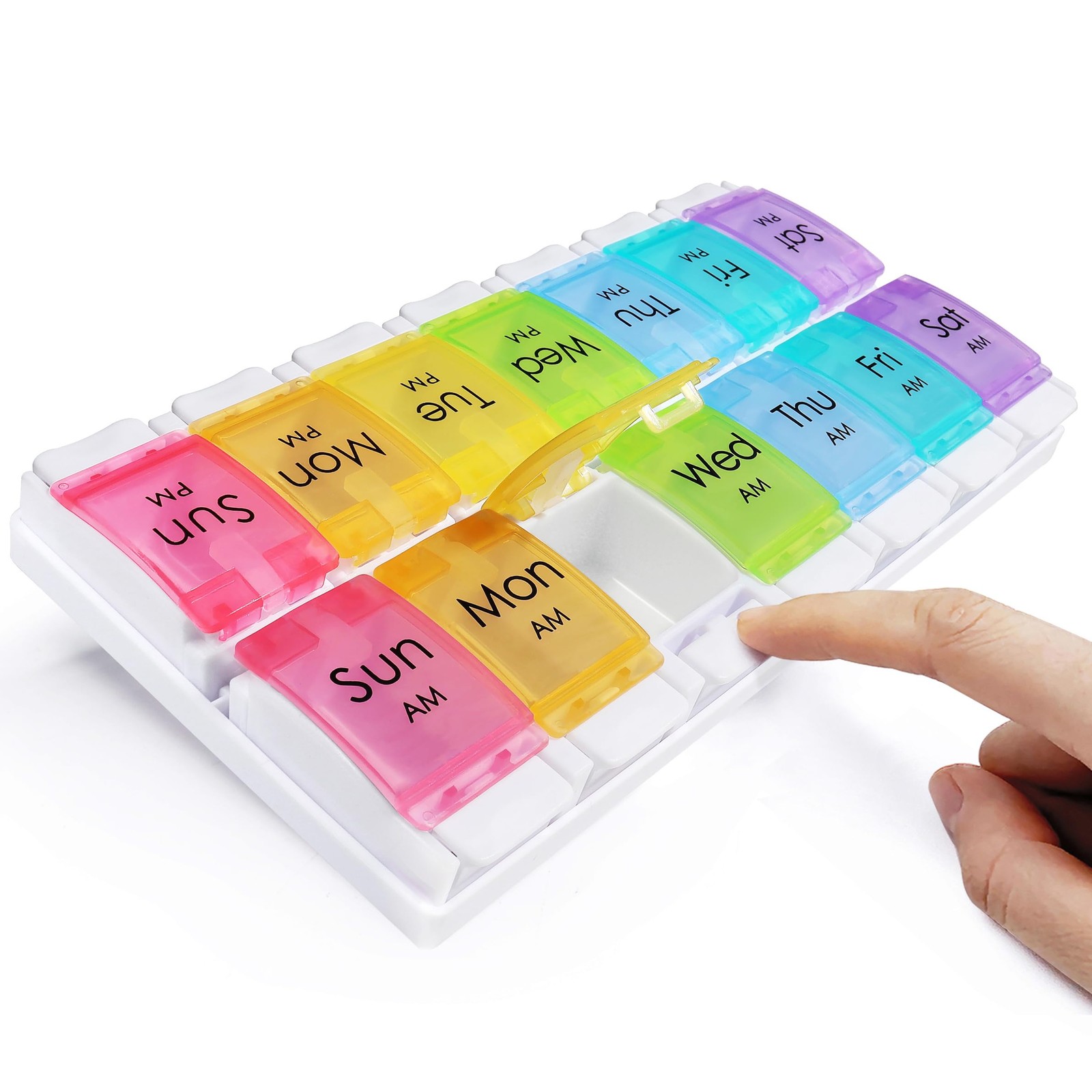 MOLN HYMY Large Pill Organizer 2 Times a Day, AM PM Pill Box 7 Day, 14 Divide...