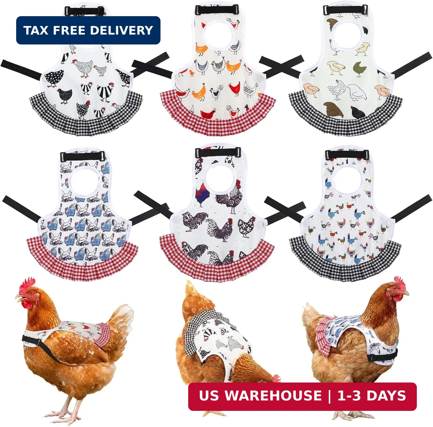 6 Pcs Chicken Saddle for Hens, Chicken Aprons Back Protector for Hens, Chickens