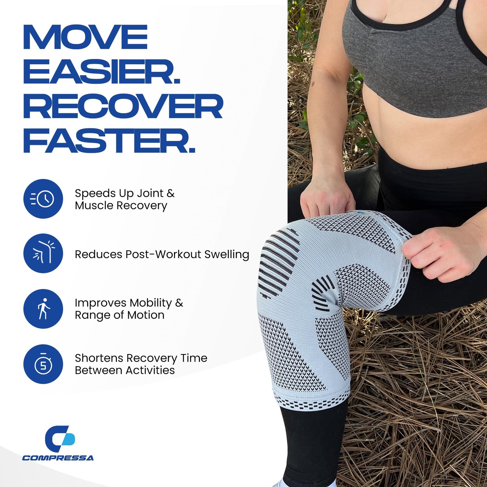 Compressa Knee Sleeve for Women & Men (XX-Large) - Non-Slip Compression Suppo...