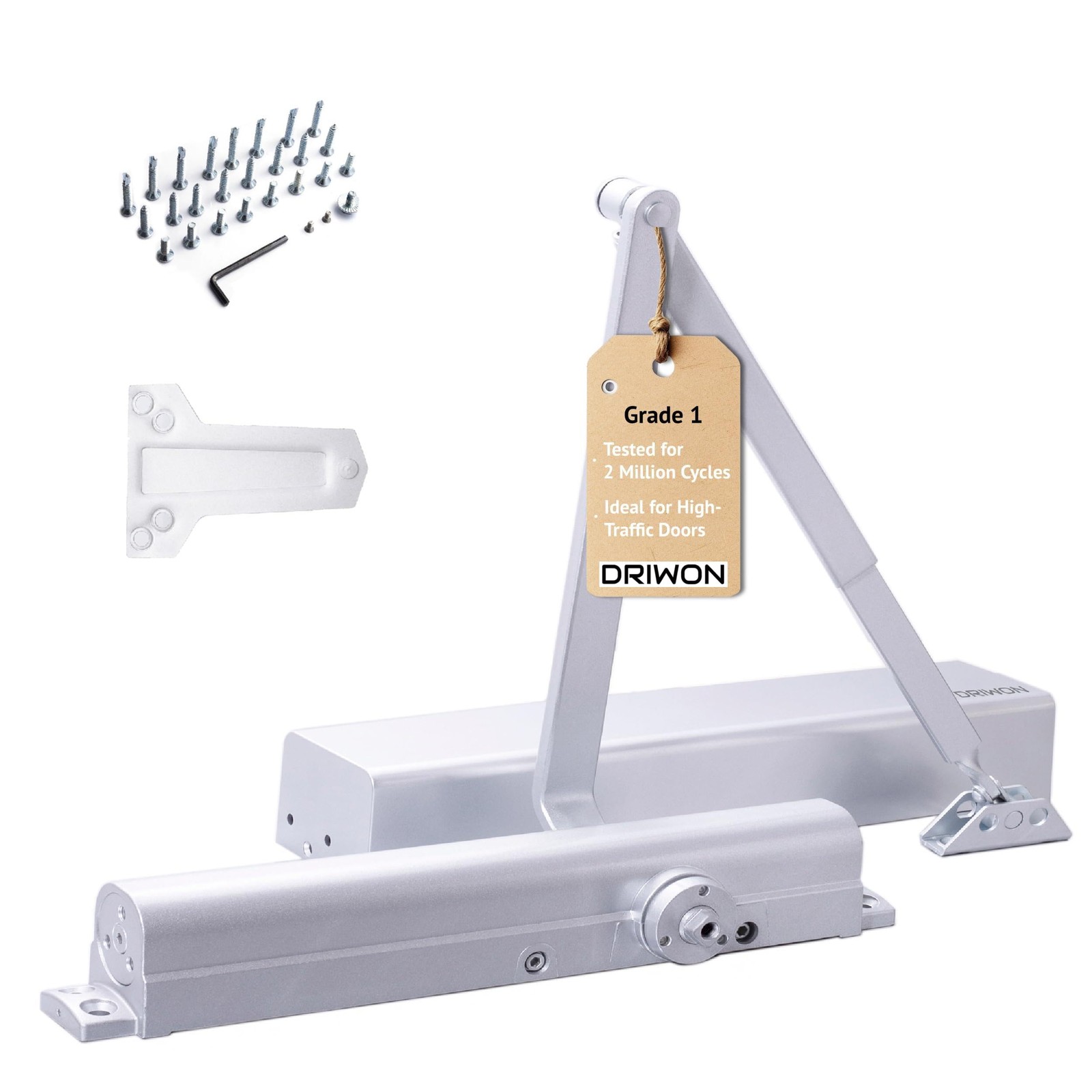 Heavy Duty Commercial Door Closer DRIWON DN-8220 Adjustable 1-6, Grade 1, 3-Hour