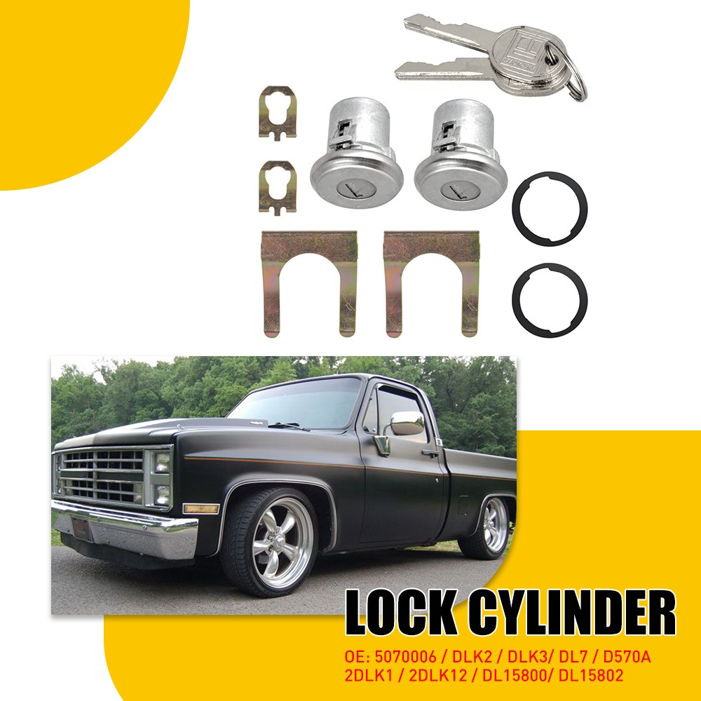 Pair Set Door Lock Cylinder Kit w/Keys For Truck Chevrolet C10 C20 C30 1965-1987
