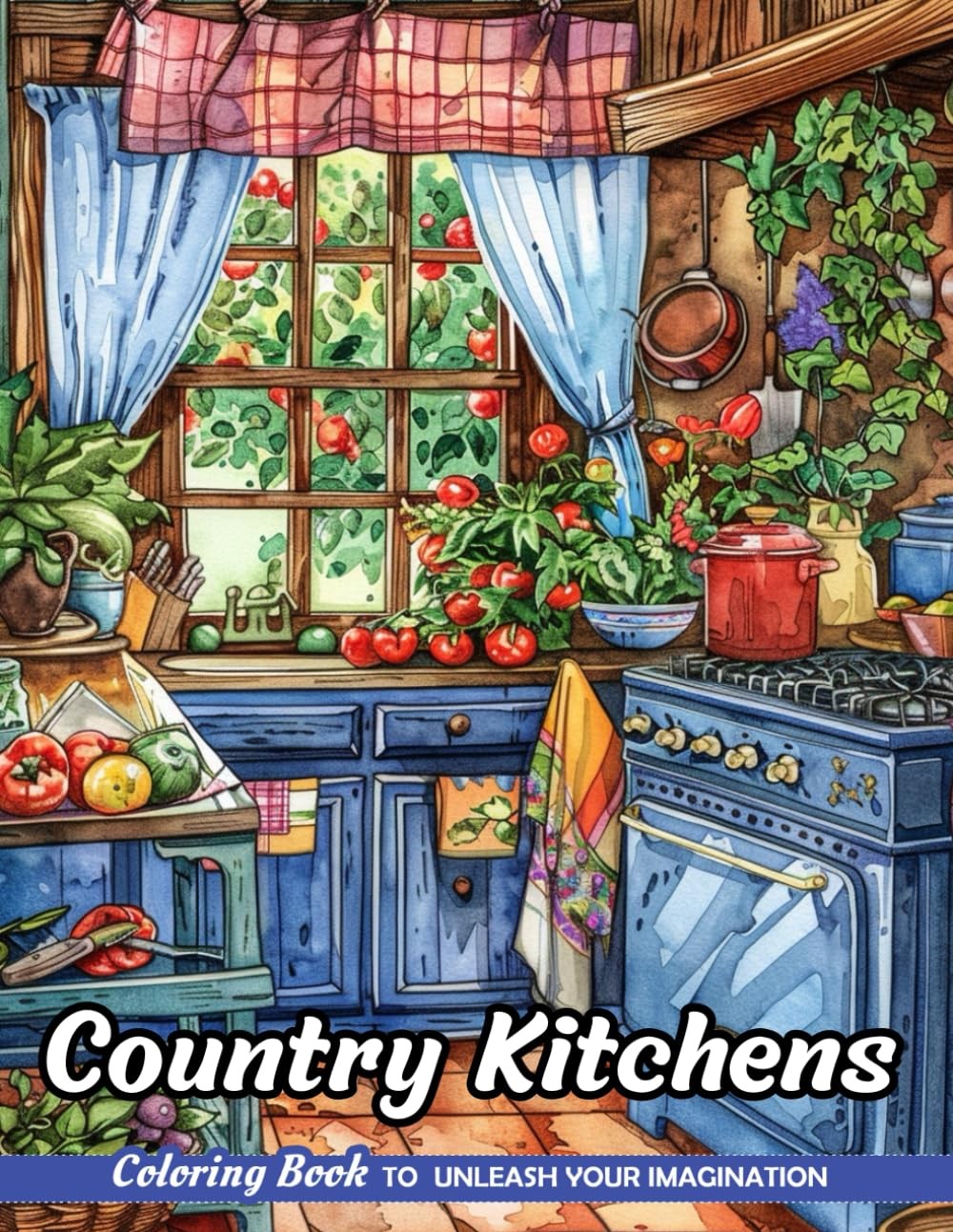 Country Kitchens: Adult Coloring Book with Country Kitchens for Stress Relief an
