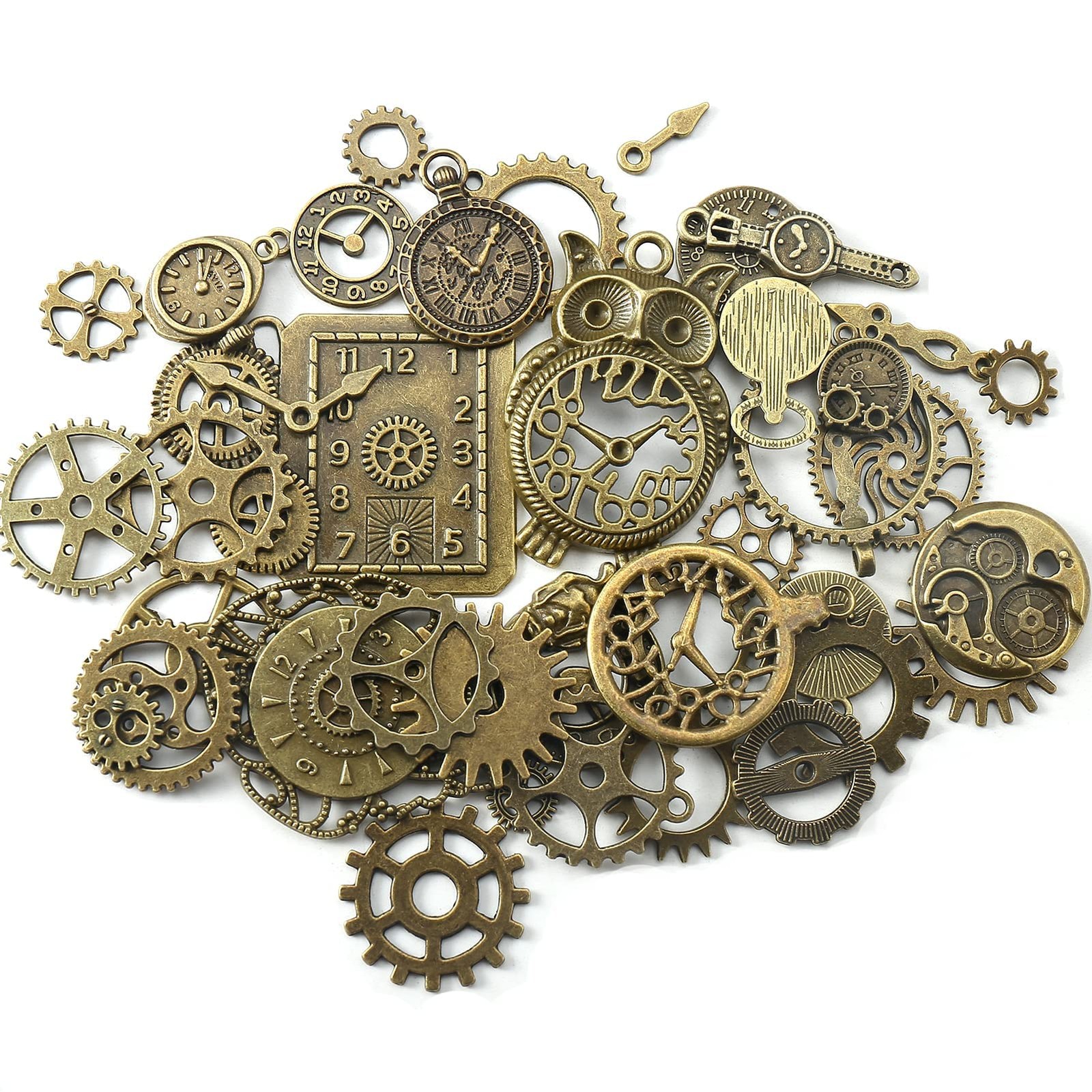 HERZWILD Antique Bronze Steampunk Gears Mix Metal 10-38mm,