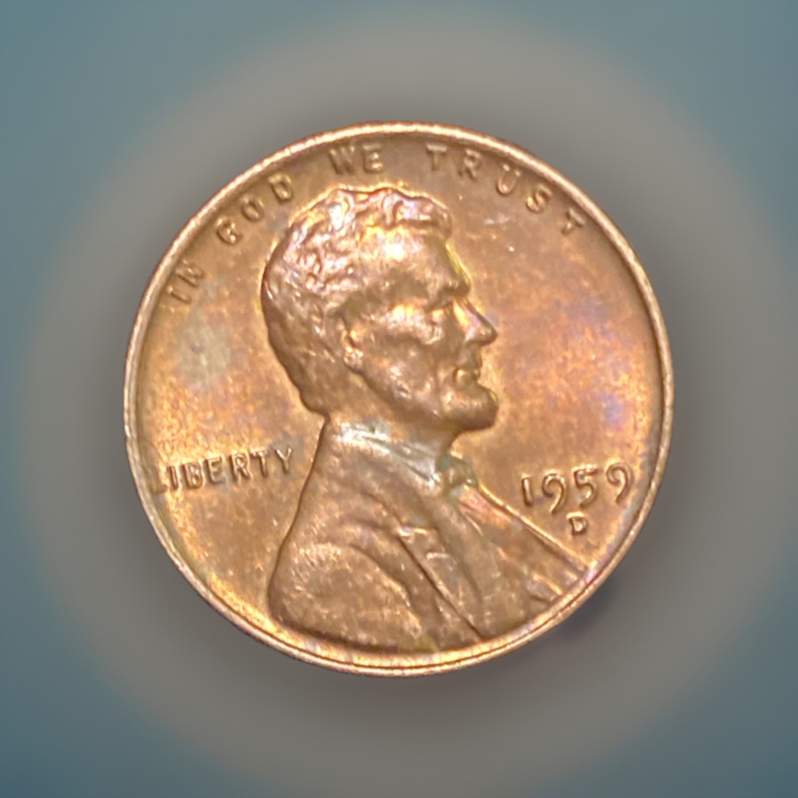 1959 D Lincoln Penny Error “L”  In Liberty & Letters on Rim - Red  Errors RARE *