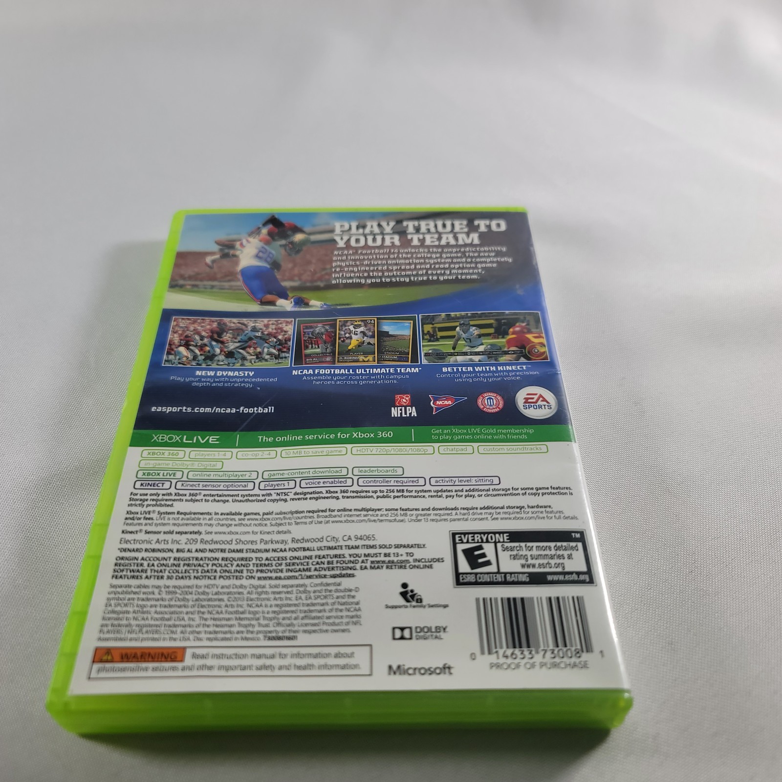 Xbox 360 NCAA Football 14 Case Replacement- Empty