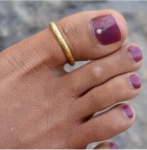 Women's 925 Silver Metal Big Toe Adjustable Toe Ring 14k Yellow Gold Plated