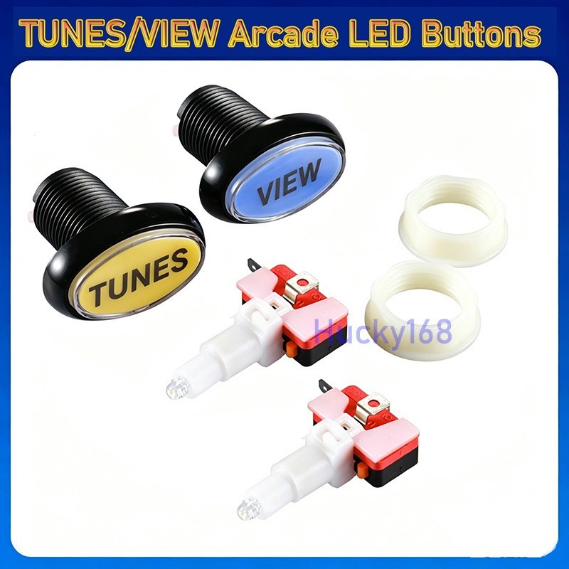 Arcade LED Button Push Oval TUNES VIEW Illuminated 12V Lamp Moto Race Video Game