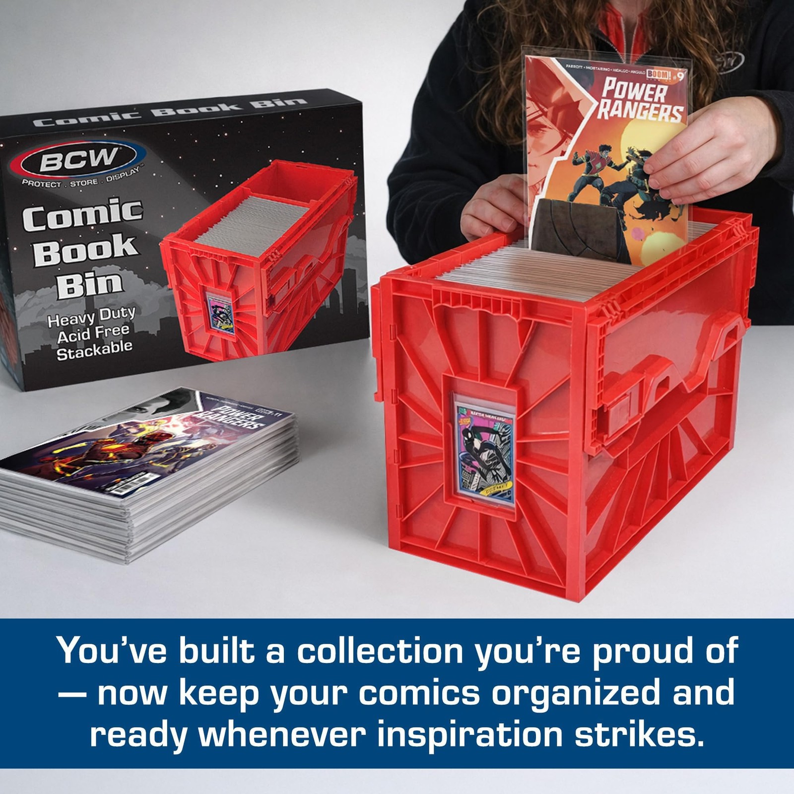BCW Short Comic Book Bin | Holds 150 Comics | Stackable Plastic Storage | Aci...