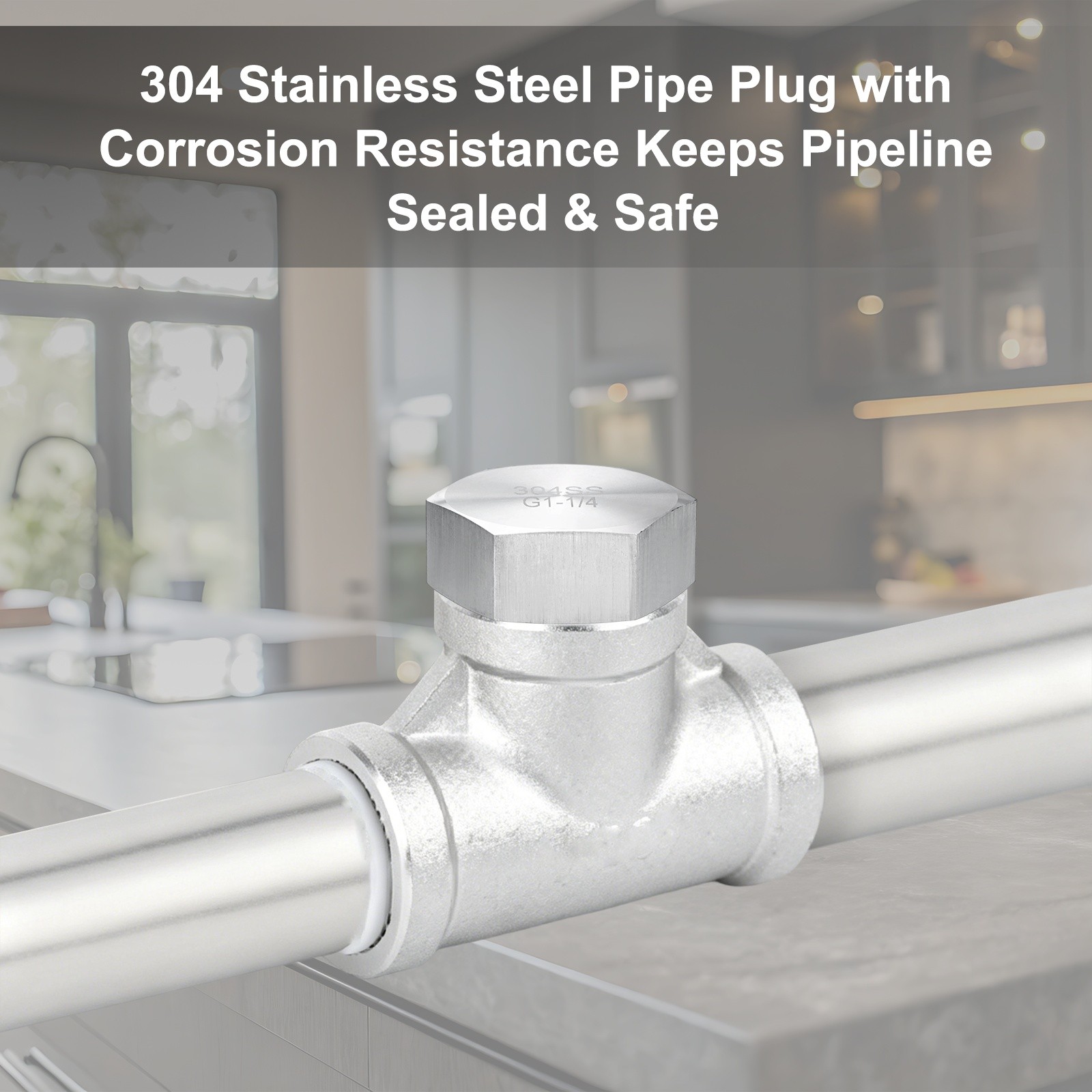 1-Pack Hex End Cap, 1-1/4 Inch g Female Thread Pipe Fitting