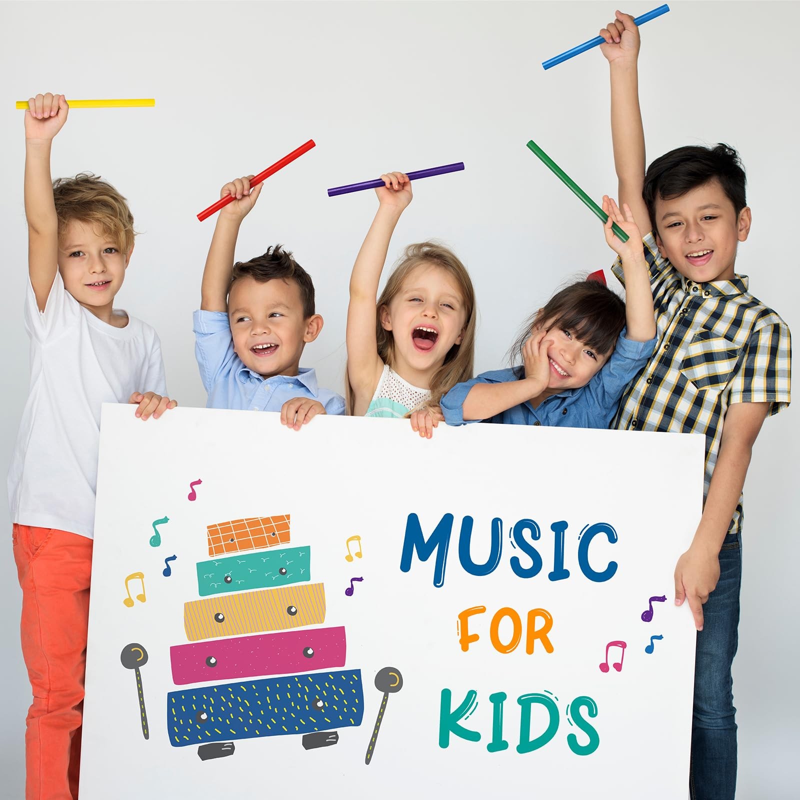50 Pcs Rhythm Sticks for Kids Classroom Activities, 5 Colors 8 Inch Set of Mu...