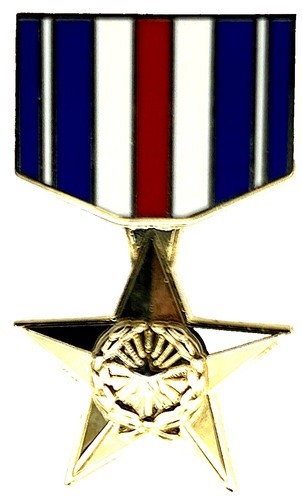 SILVER STAR MILITARY WAR MEDAL LAPEL HAT PIN