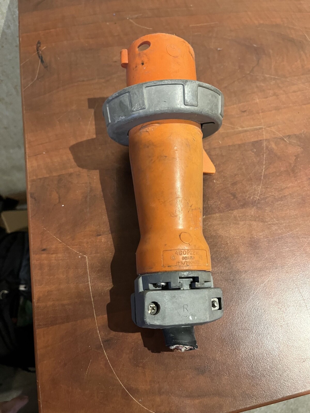 Used Hubbell 460P12W 60 Amp 125/250VAC Male Pin and Sleeve Connector