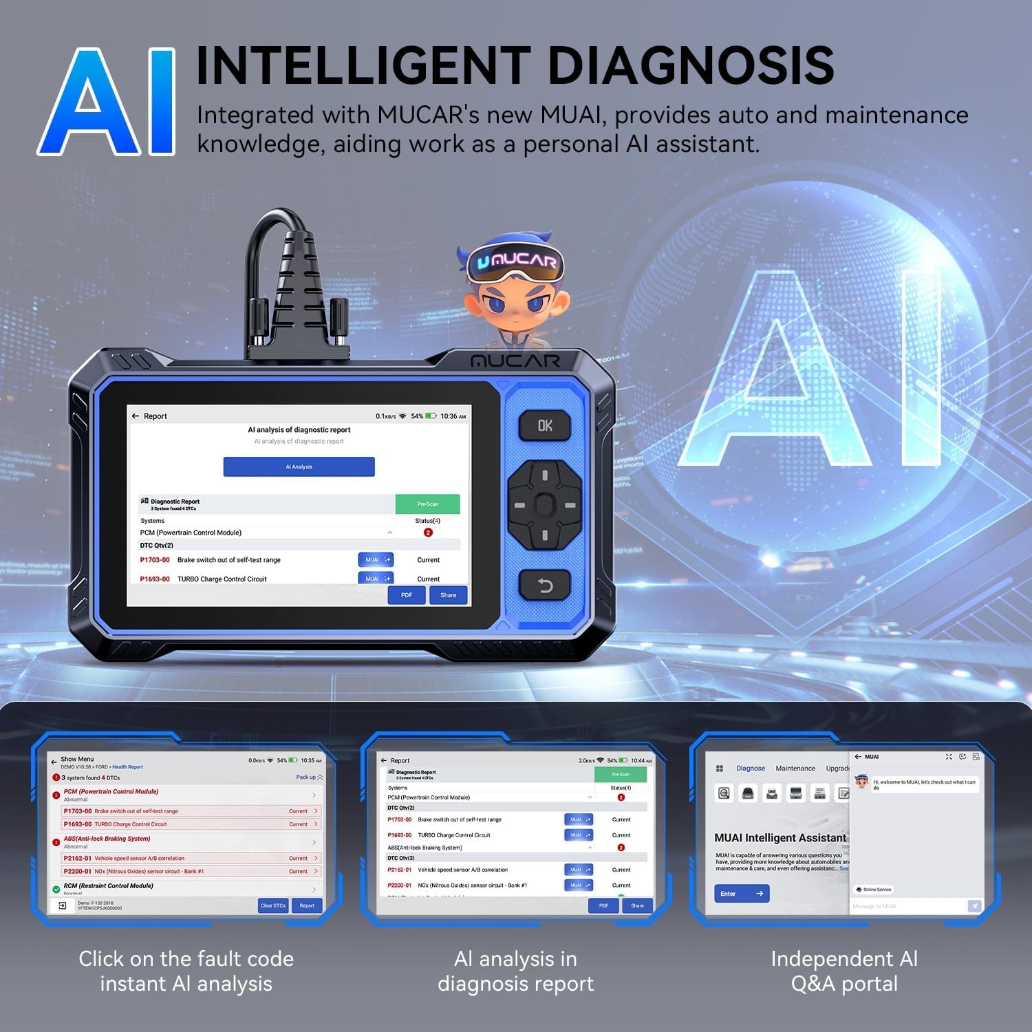 MUCAR 682 Bidirectional OBD2 Scanner AI Diagnostic FULL SYSTEM Scan 20+Services